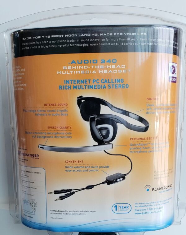Plantronics . Audio 340 Headset W/ Full Range Stereo, Noise Canceling Microphone - Image 3