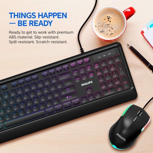 Philips Elegant USB Gaming RGB Light FX Keyboard and Mouse Combo| Low-Profile Full-Sized - Image 4