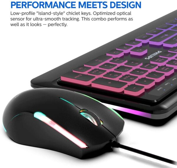 Philips Elegant USB Gaming RGB Light FX Keyboard and Mouse Combo| Low-Profile Full-Sized - Image 3