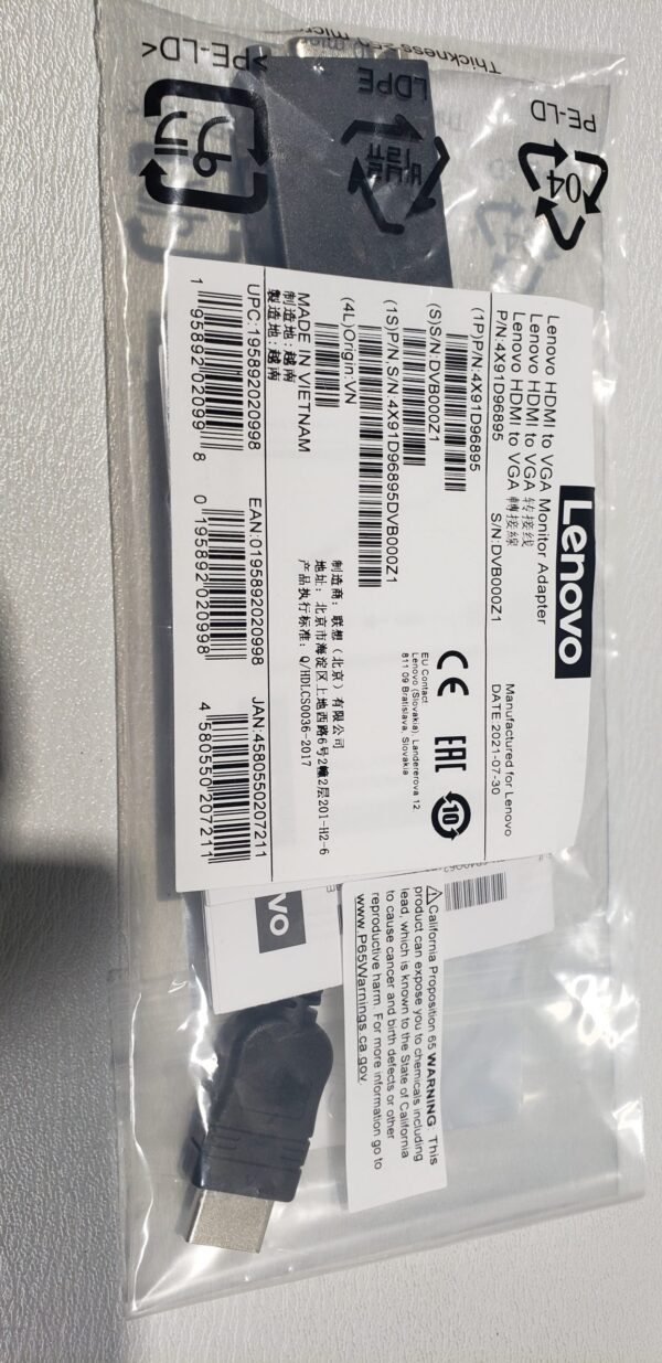 Lenovo HDMI to VGA M F Monitor Adapter (4X91D96895) - Image 5