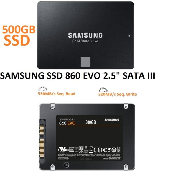 SAMSUNG 860 EVO 500GB SATA 2.5″ INTERNAL SSD (MZ-76E500)V-NAND TECHNOLOGY - Image 3