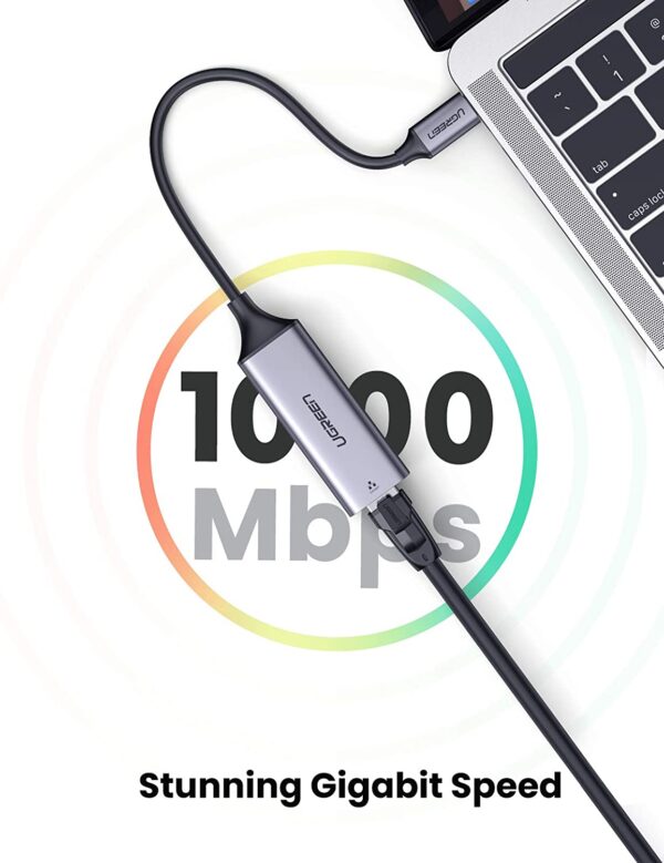 USB C to Ethernet Adapter, Gigabit Type C to RJ45 Thunderbolt 3  LAN Adapter 10 100 1000Mbps - Image 4