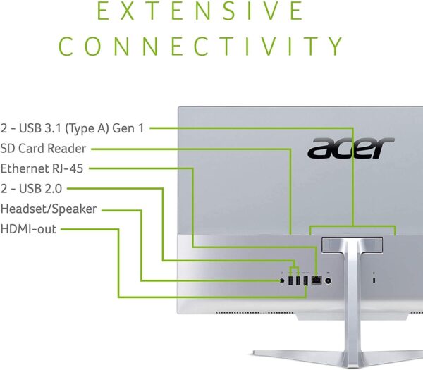Acer Aspire C24-865-ACi5NT AIO Desktop, 23.8" Full HD, 8th Gen Intel Core i5-8250U, 12GB DDR4, 1TB HDD, 802.11ac WiFi, Wireless Keyboard and Mouse, Windows 10 Home - Image 4
