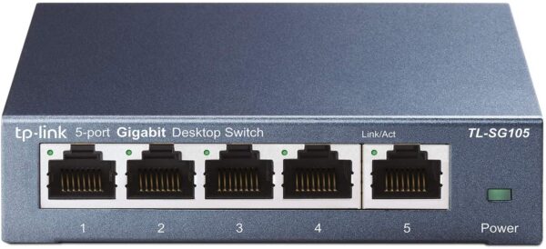 TP-Link 5 Port Gigabit Ethernet  Switch |  Splitter |  Metal w/ Shielded Ports |   Unmanaged (TL-SG105) - Image 2