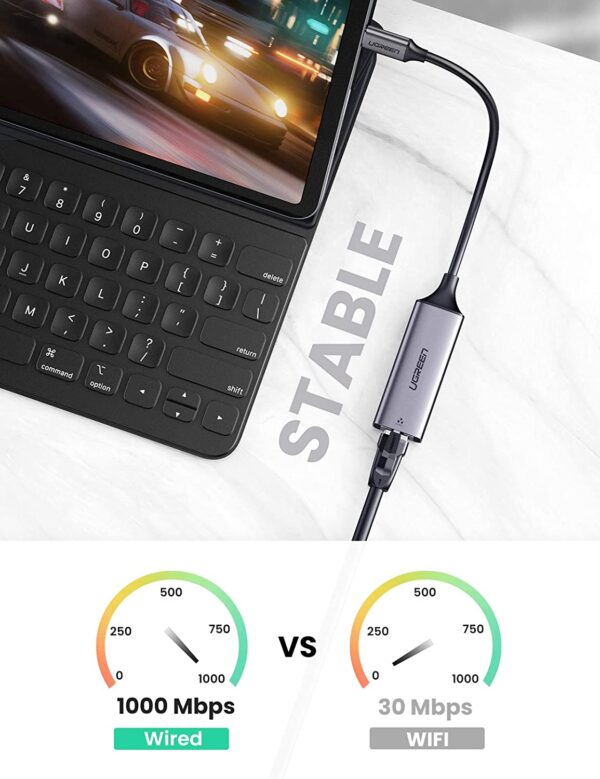 USB C to Ethernet Adapter, Gigabit Type C to RJ45 Thunderbolt 3  LAN Adapter 10 100 1000Mbps - Image 3
