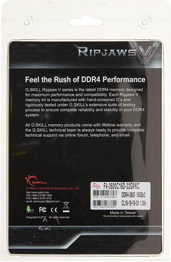 G.SKILL Ripjaws V Series DDR4 3600MHz 32GB(16GBx2) Memory Kit - Image 4
