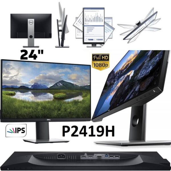 Dell  P2419H 24" IPS LED FHD Monitor 1920 x 1080 8ms  WITH LIFT TILT SWIVEL PIVOT STAND MONITOR - Image 4