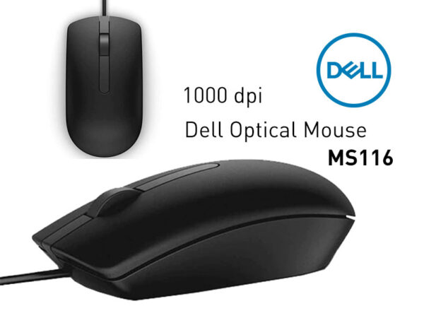 Dell Wired Optical Mouse- MS116 ( BLACK) NEW - Image 3