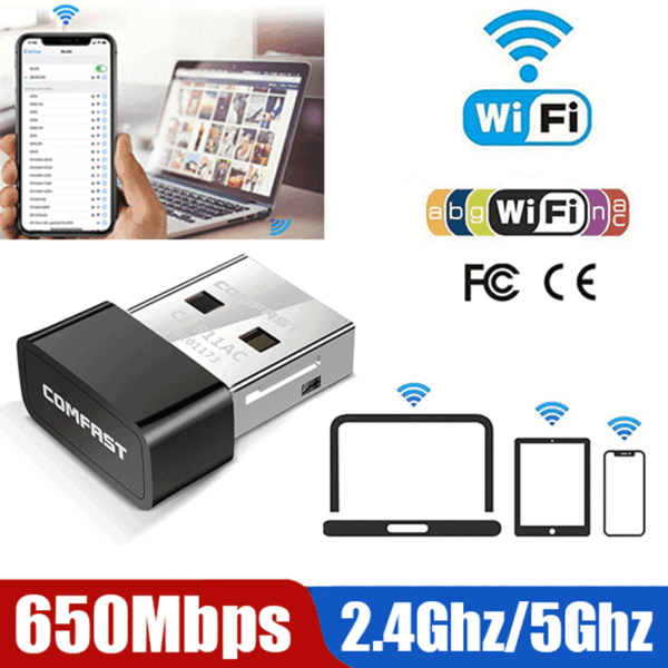 Comfast 650Mbps Dual Band 2.4G/5GHz Wireless USB Adapter - Image 5
